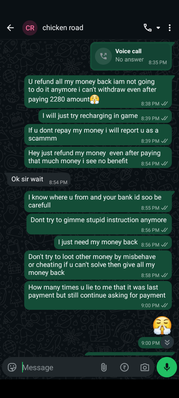 chicken road custom support scamm, dont call to them and pay even a single money 😤