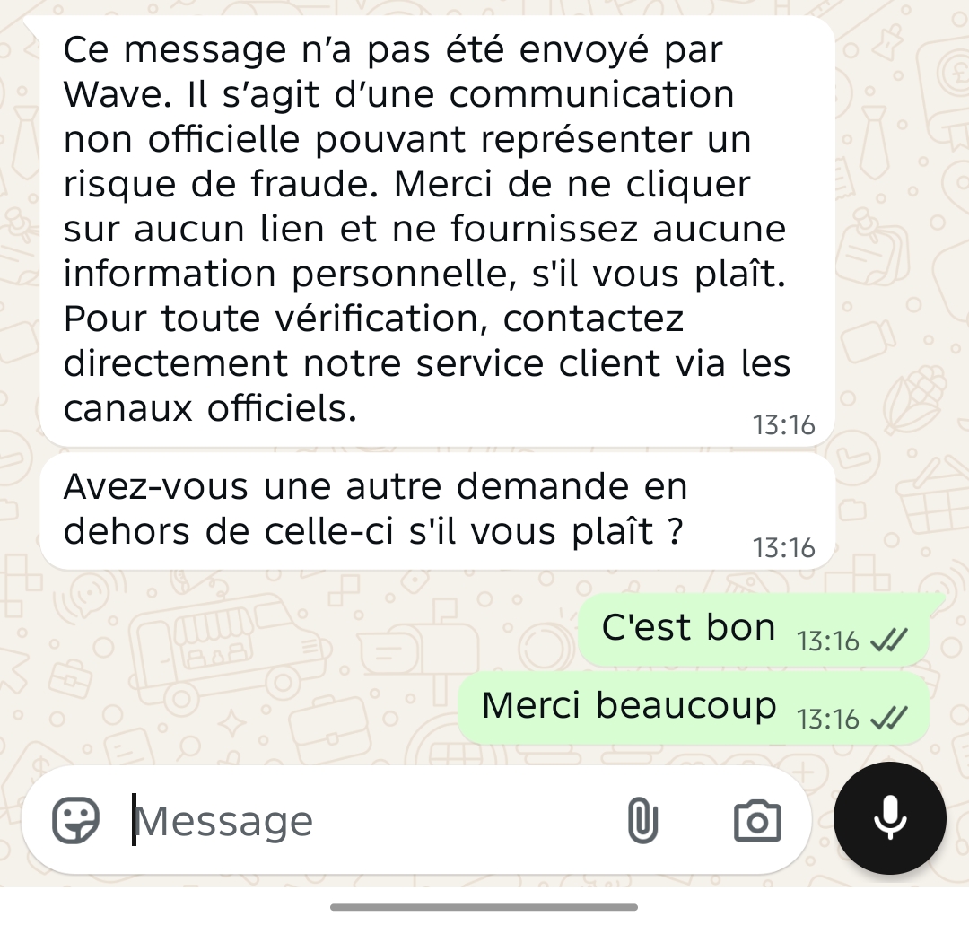 scammer pretending to be from Wave Money - image 2