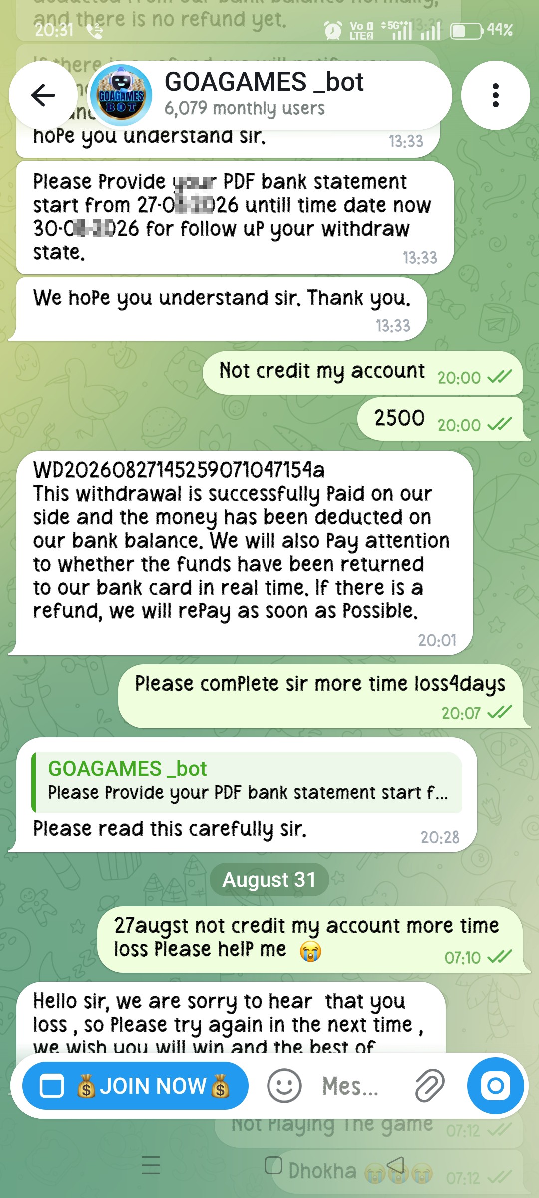 not credited My account 😭😭 win2500 - image 5