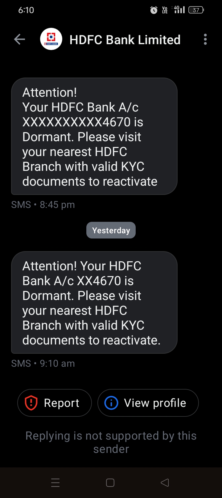 Bank messages fake