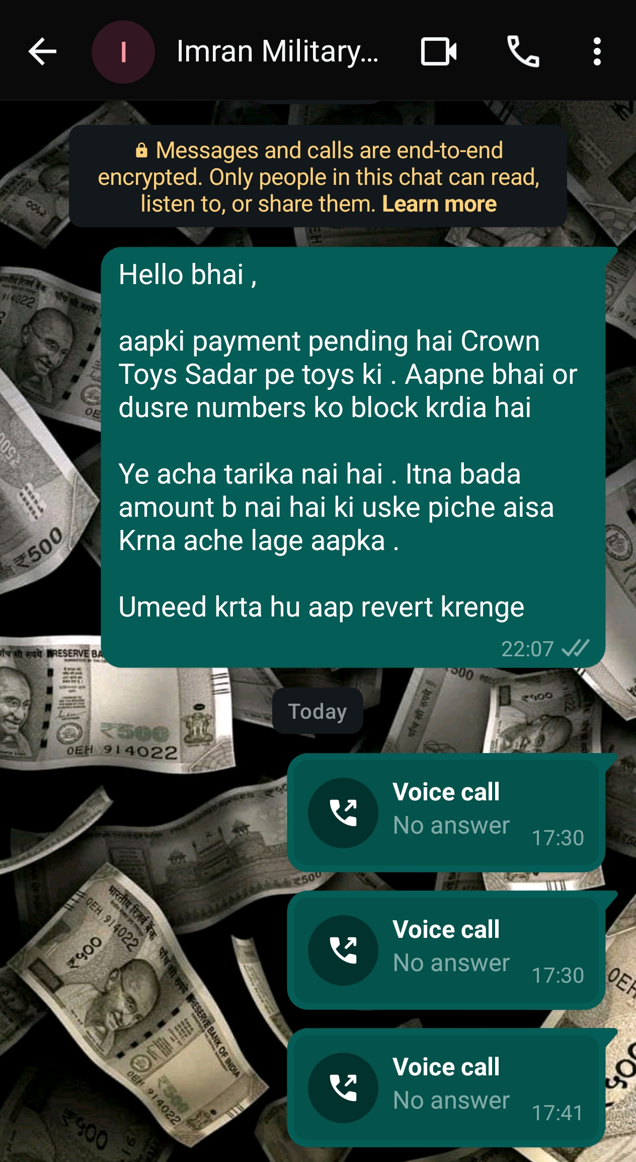 Avoid any credit to this person - Imran [PHONE]