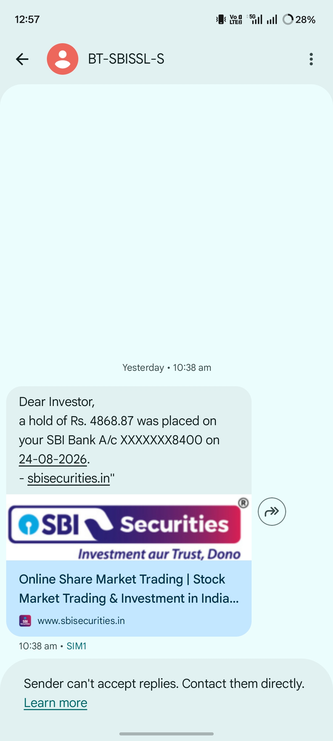 My SBI bank account