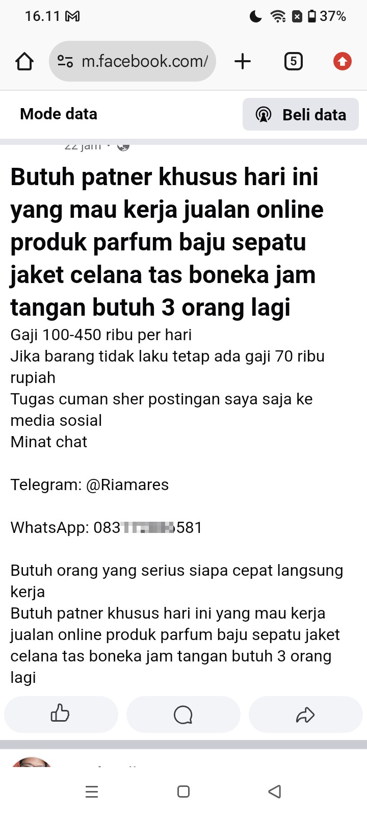 Online sales mode
