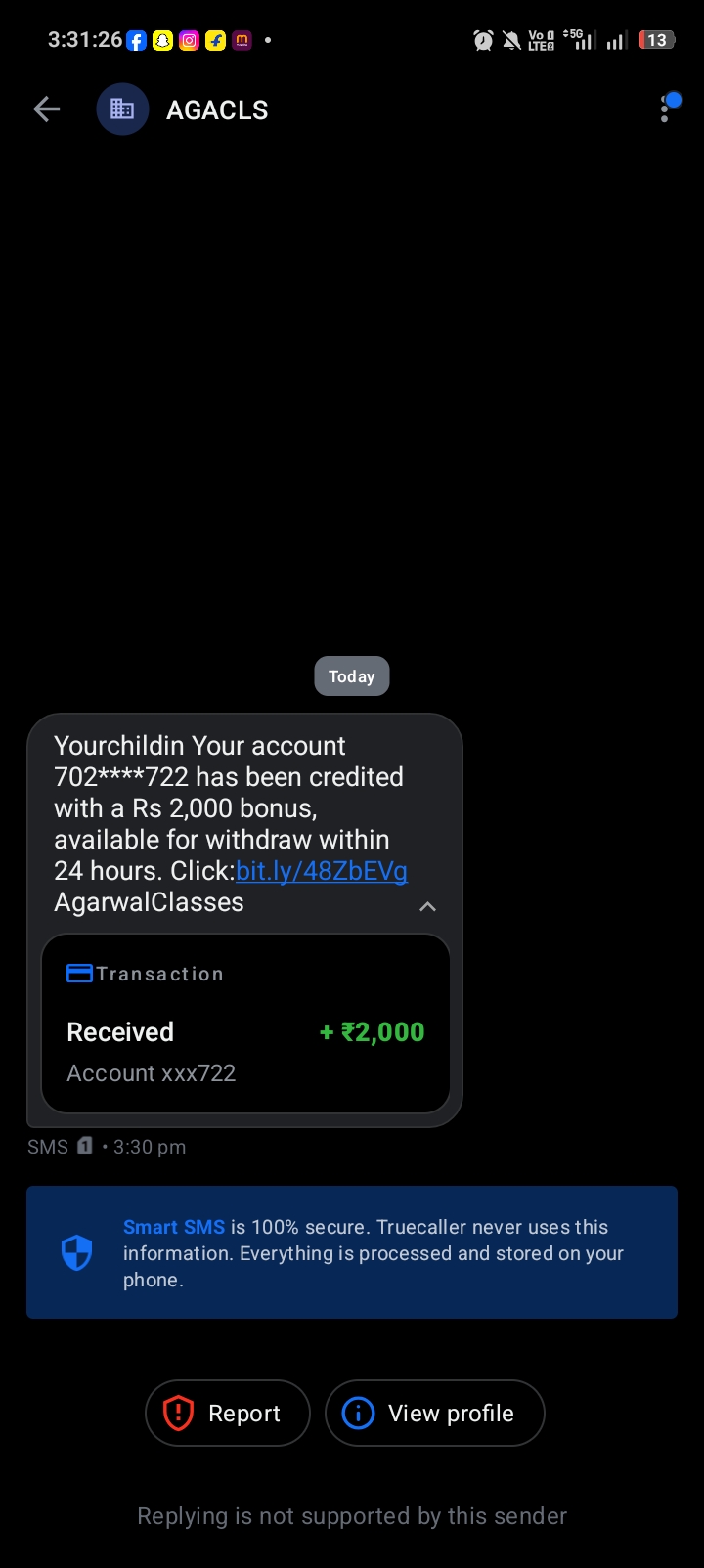 scam of amount 