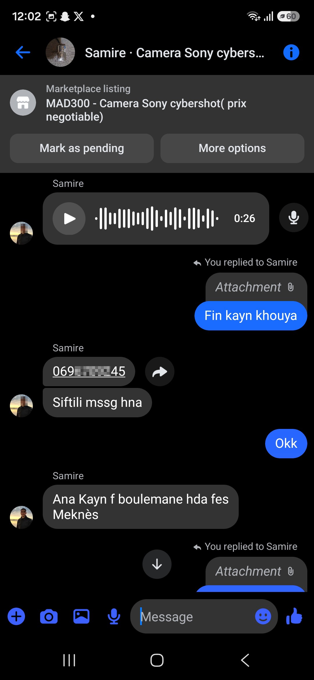 You have a scammer!!!! From Facebook Market