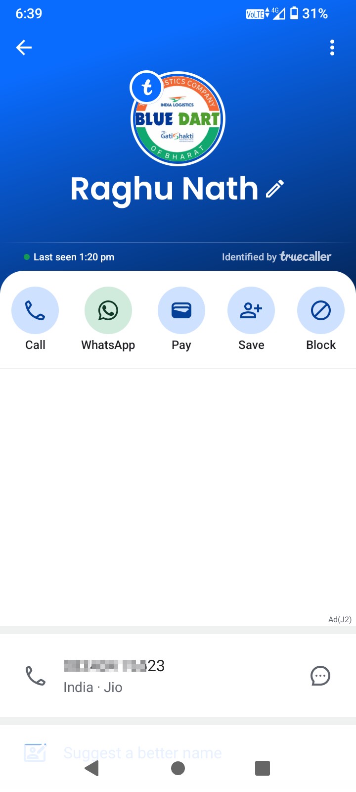 Blue Dart courier to WhatsApp hack 