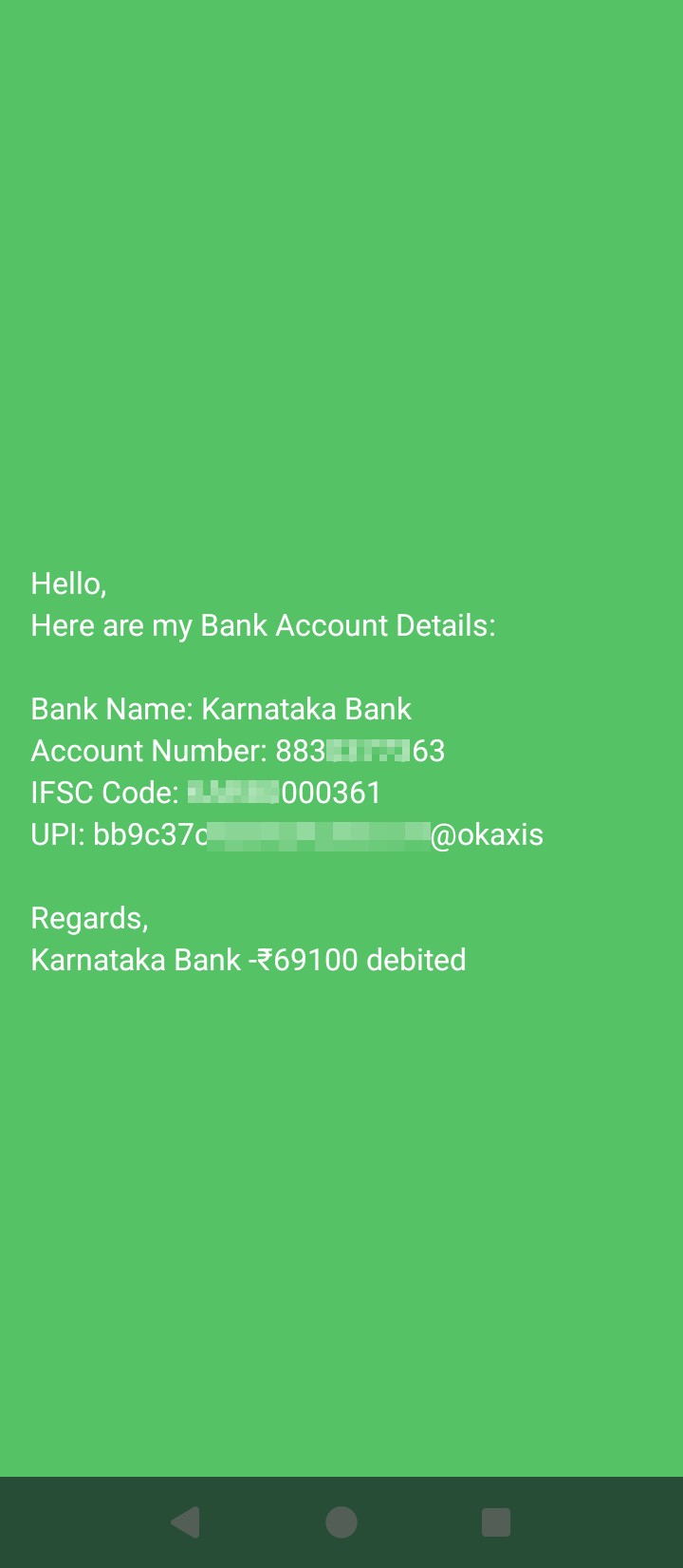 ₹69,100 has been debited from Karnataka Bank 😭🥹🥲