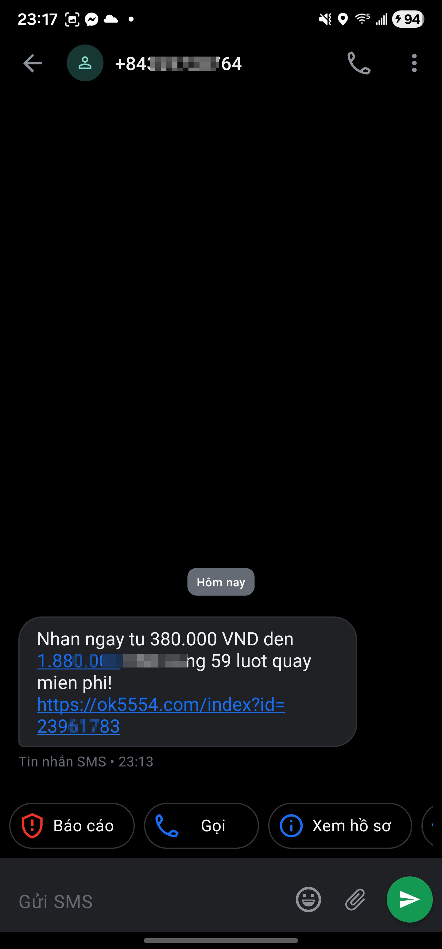 Another case of spam messages