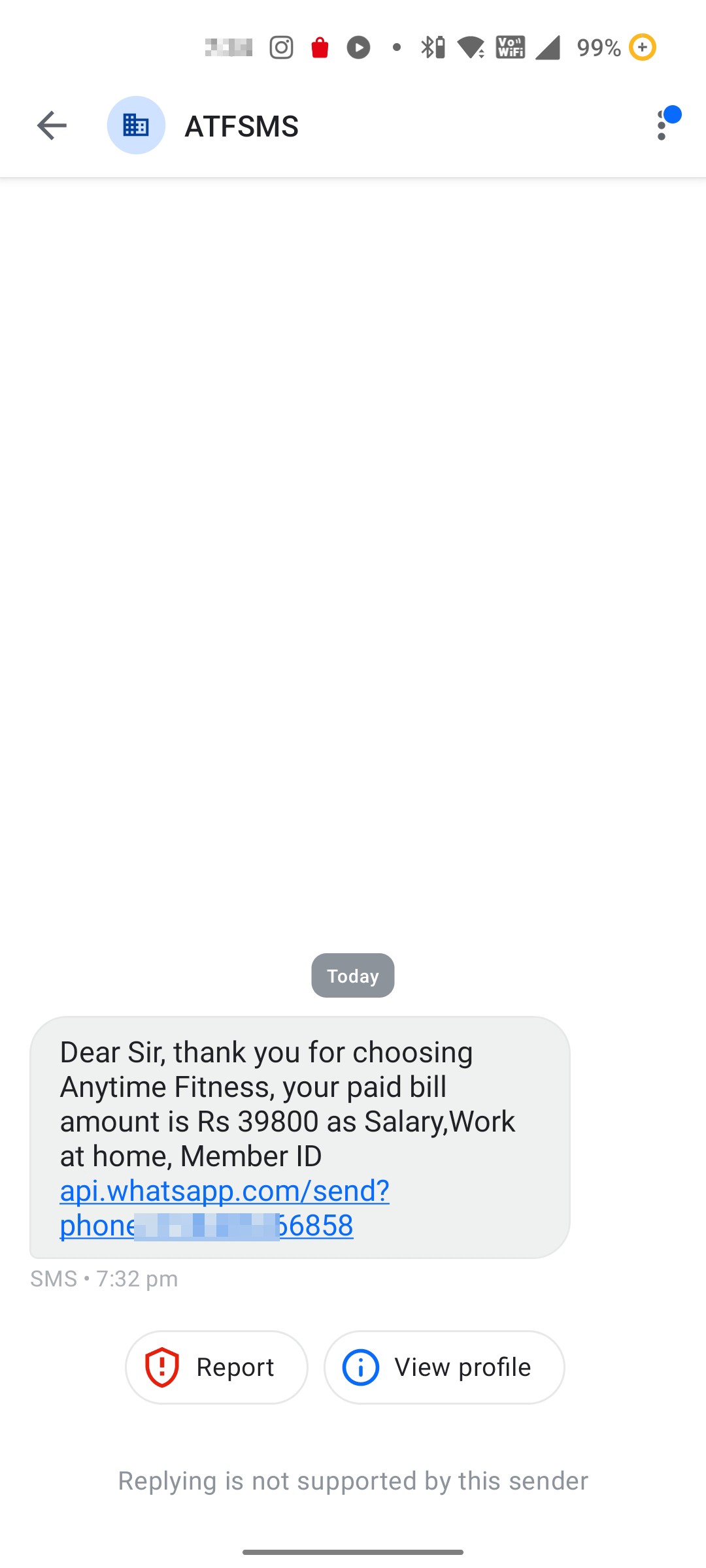 Scam to open the link