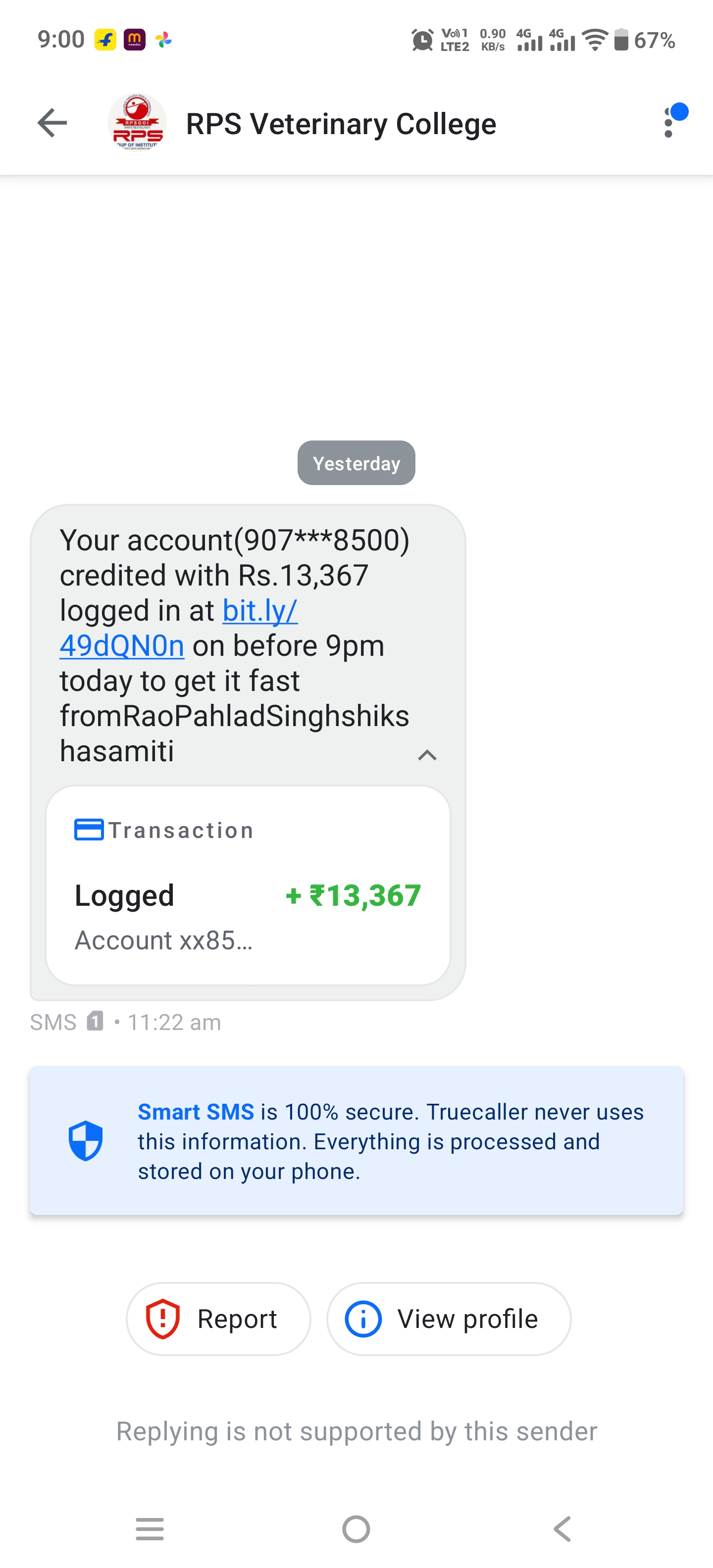 This kind of MSG is coming in. 