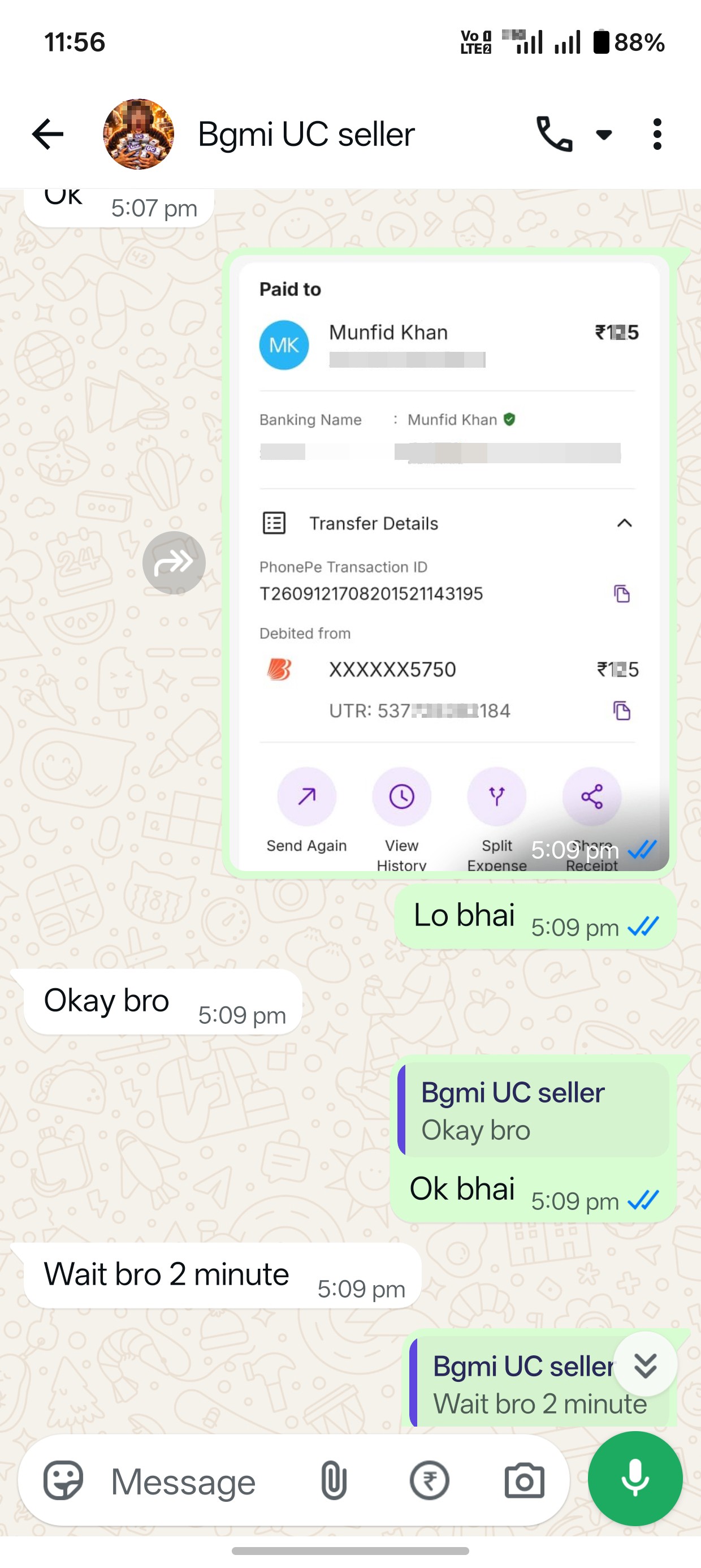 Fraud of ₹250 for BGMI/PUBG UC Purchase - image 2