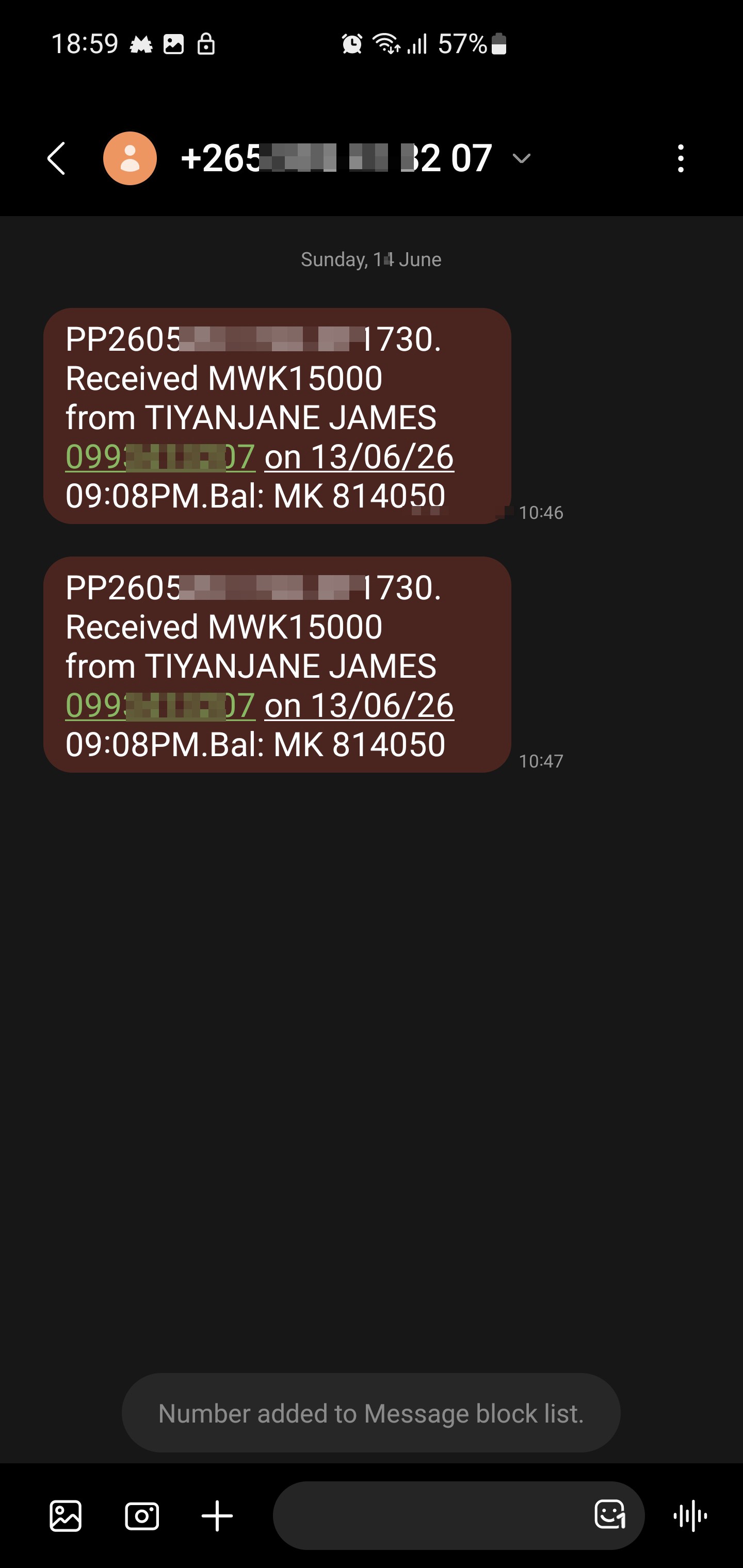 false transaction 