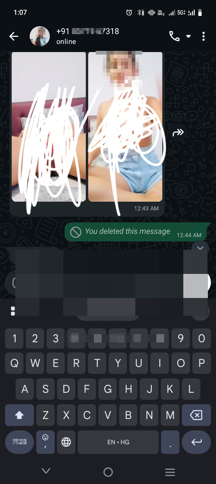 Sextortion messages from girl using mobile no. [PHONE]