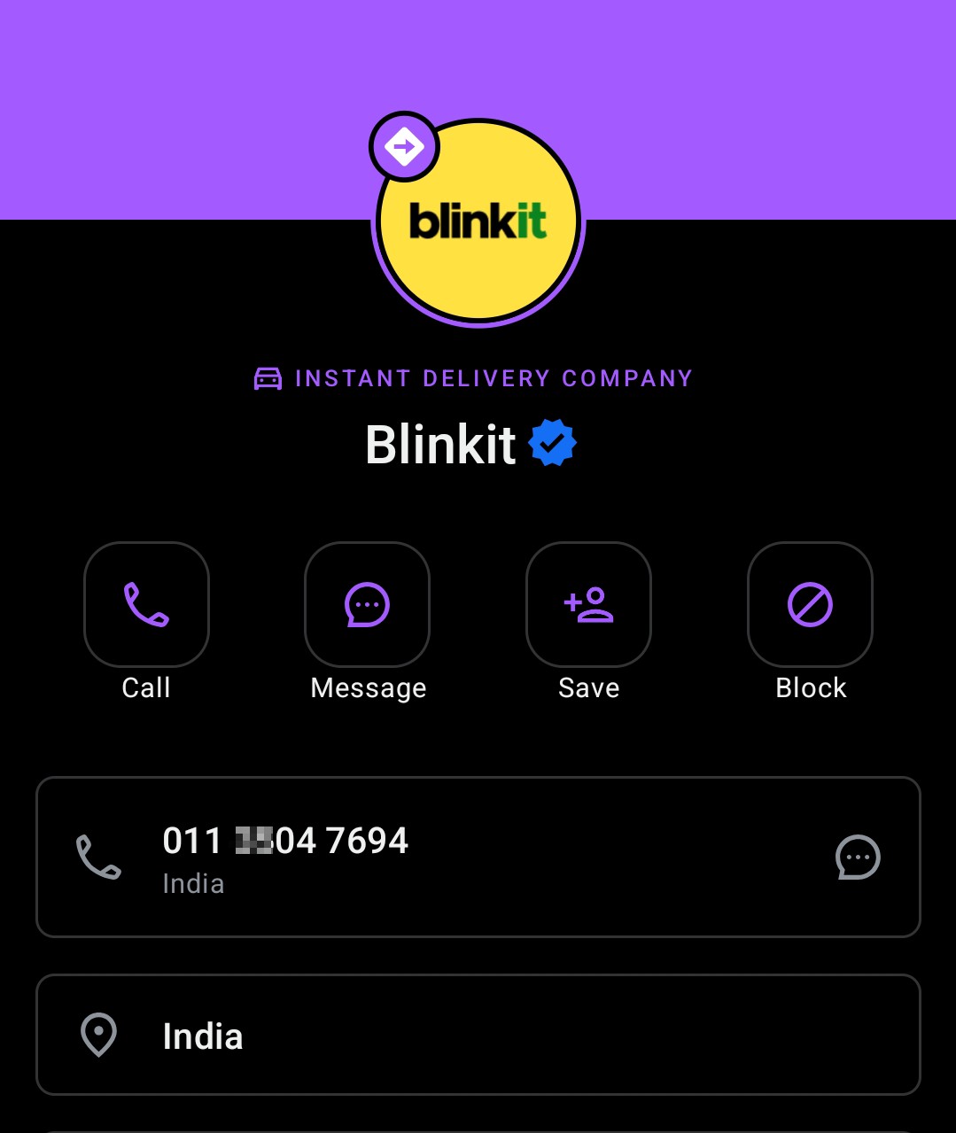 Impersonating Blinkit for OTP Scams