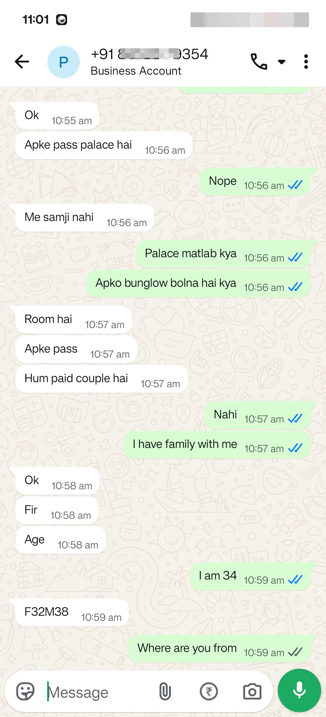 I got watsapp asking for rent on room for couple.