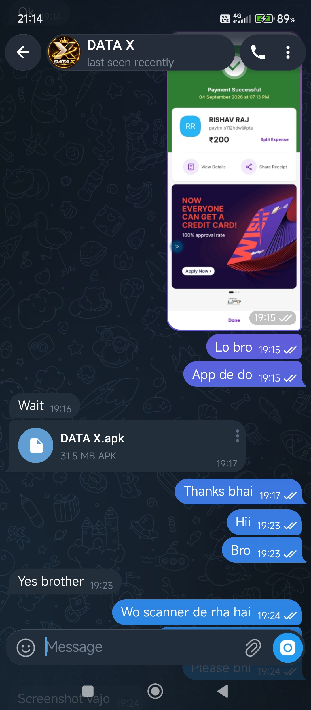 Data selling app fraud: the scammer takes money by saying they will buy the app and then blocks you. - image 2