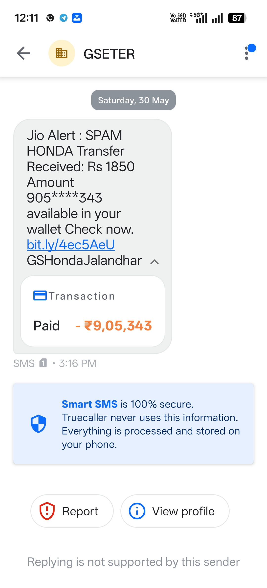 scam ho to aisa debited inmy account sms show 
