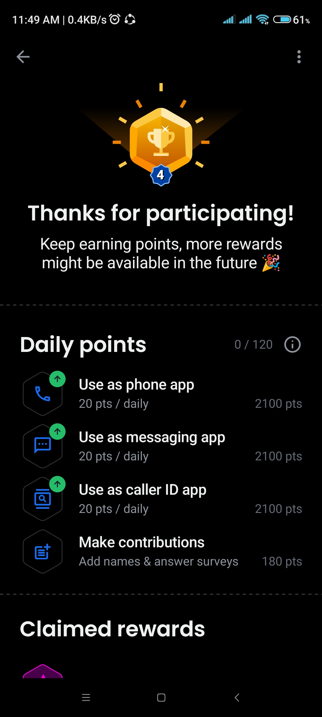After level 4, no more rewards are given.