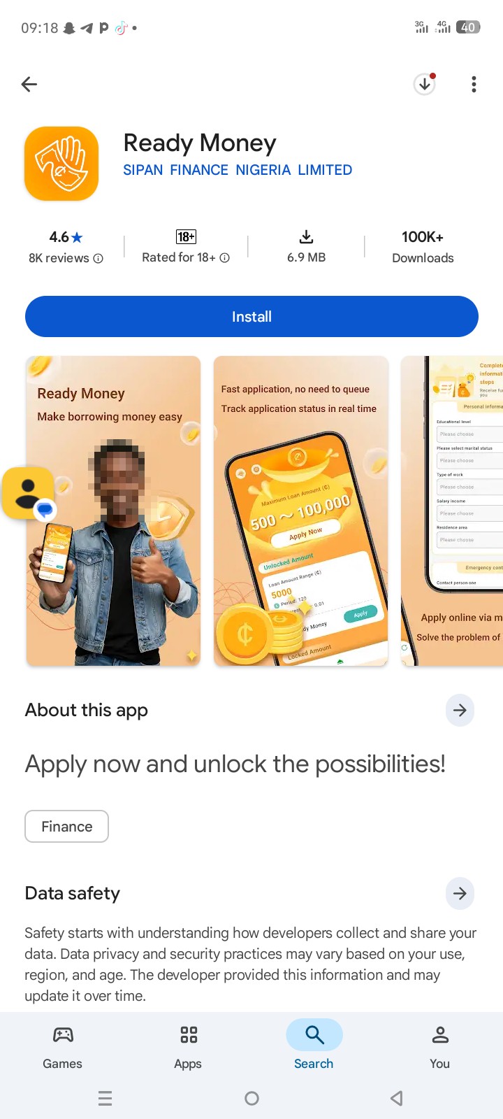 Ready Money app is scamming people for fake loan payments