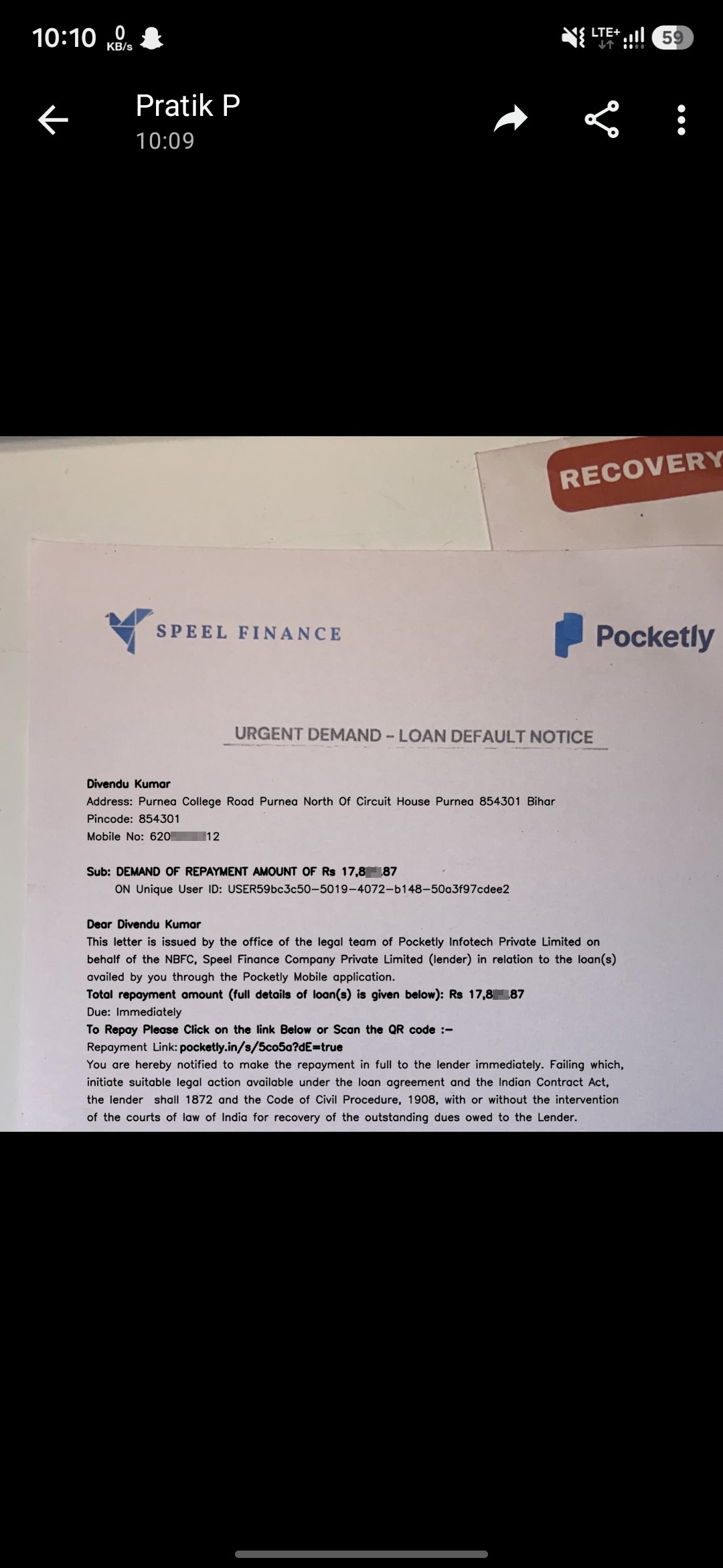 Harassment by loan providers