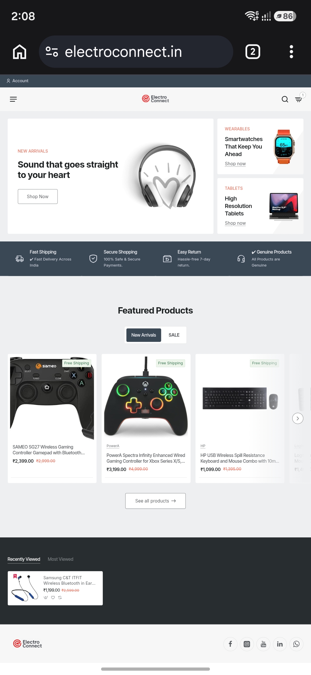 online shopping on electroconnect.in