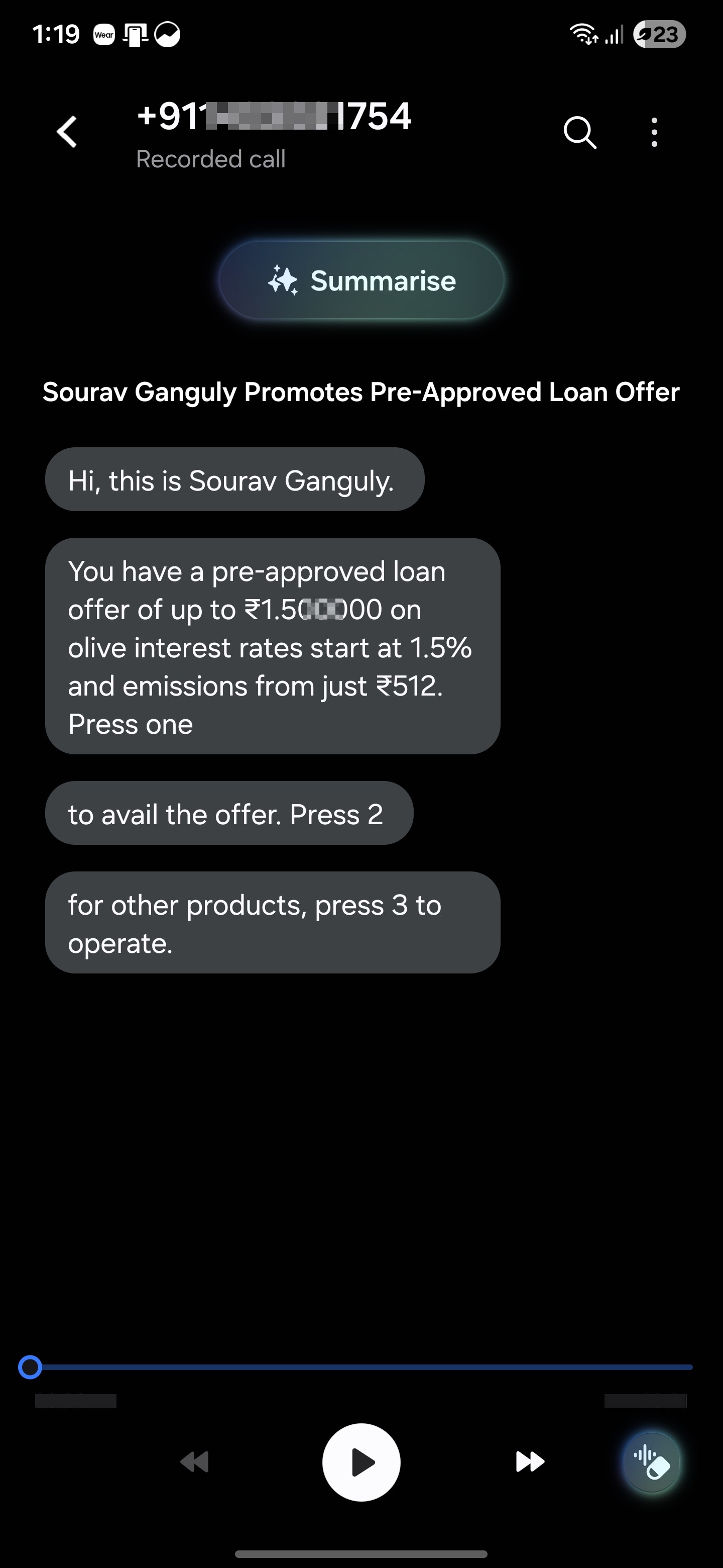 Fake Sourav Ganguly Promoting Loan Scam