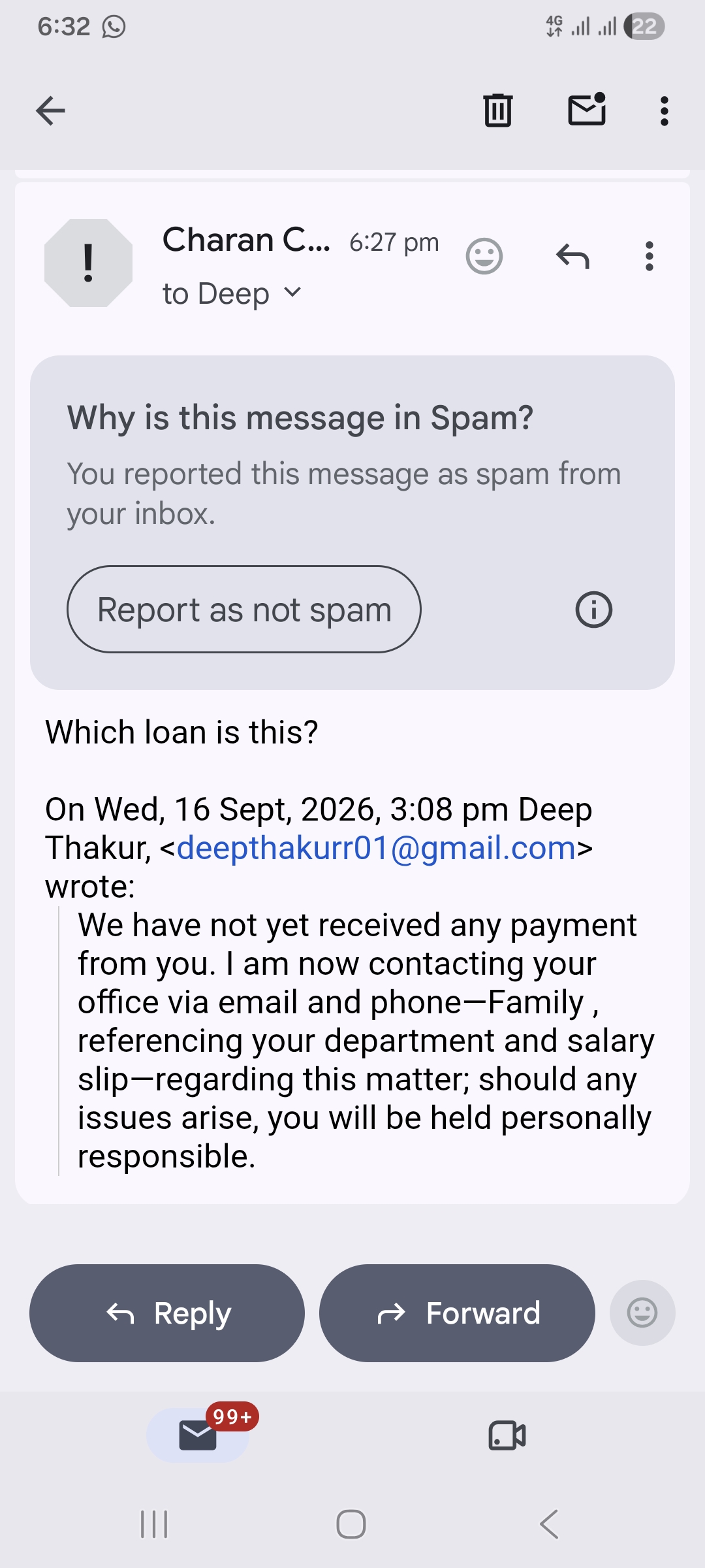 loan harassment via mail