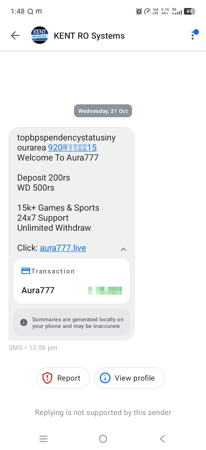 fake massage don't click 