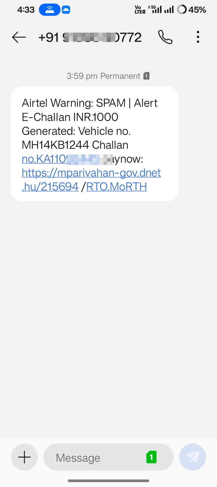 E-Challan Fraud Msg