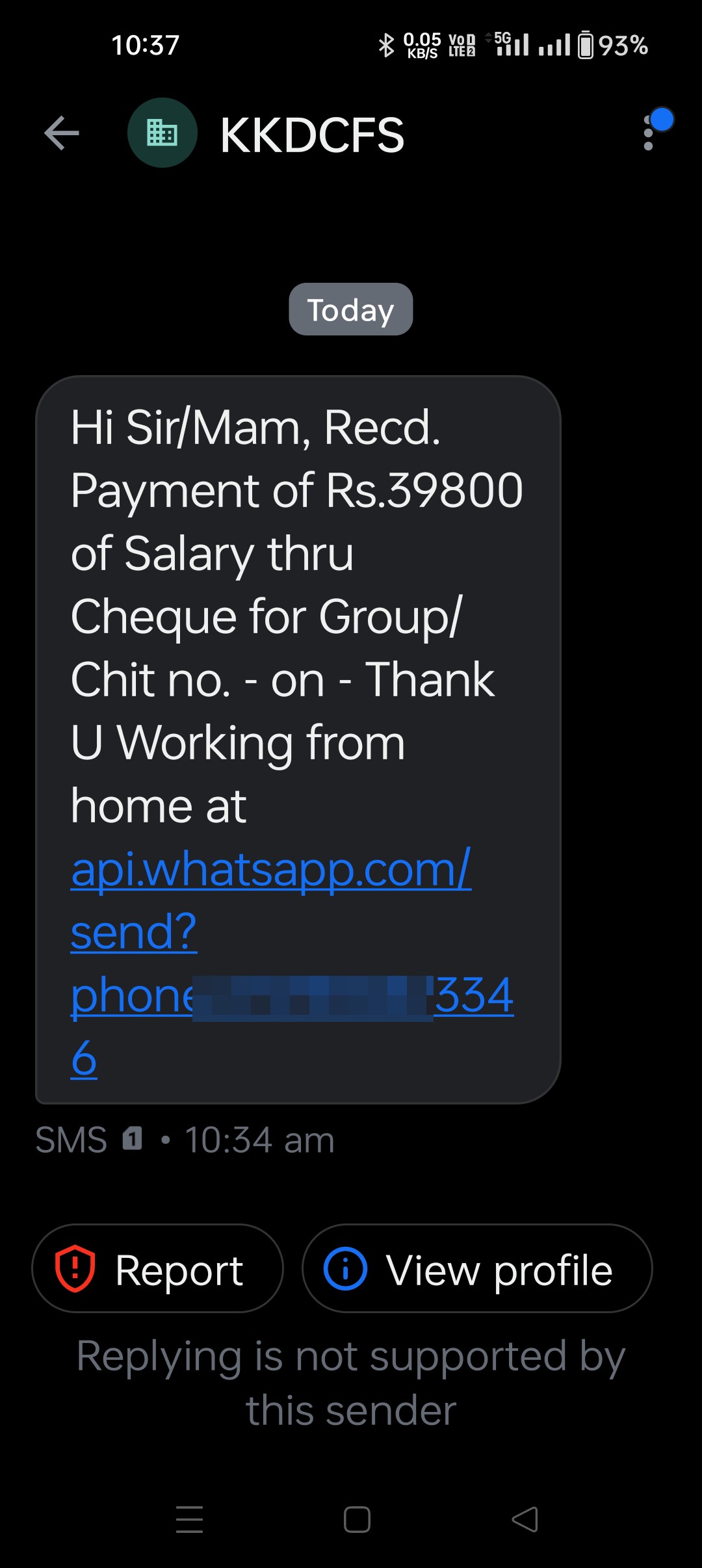 got SMS of money credit 💳