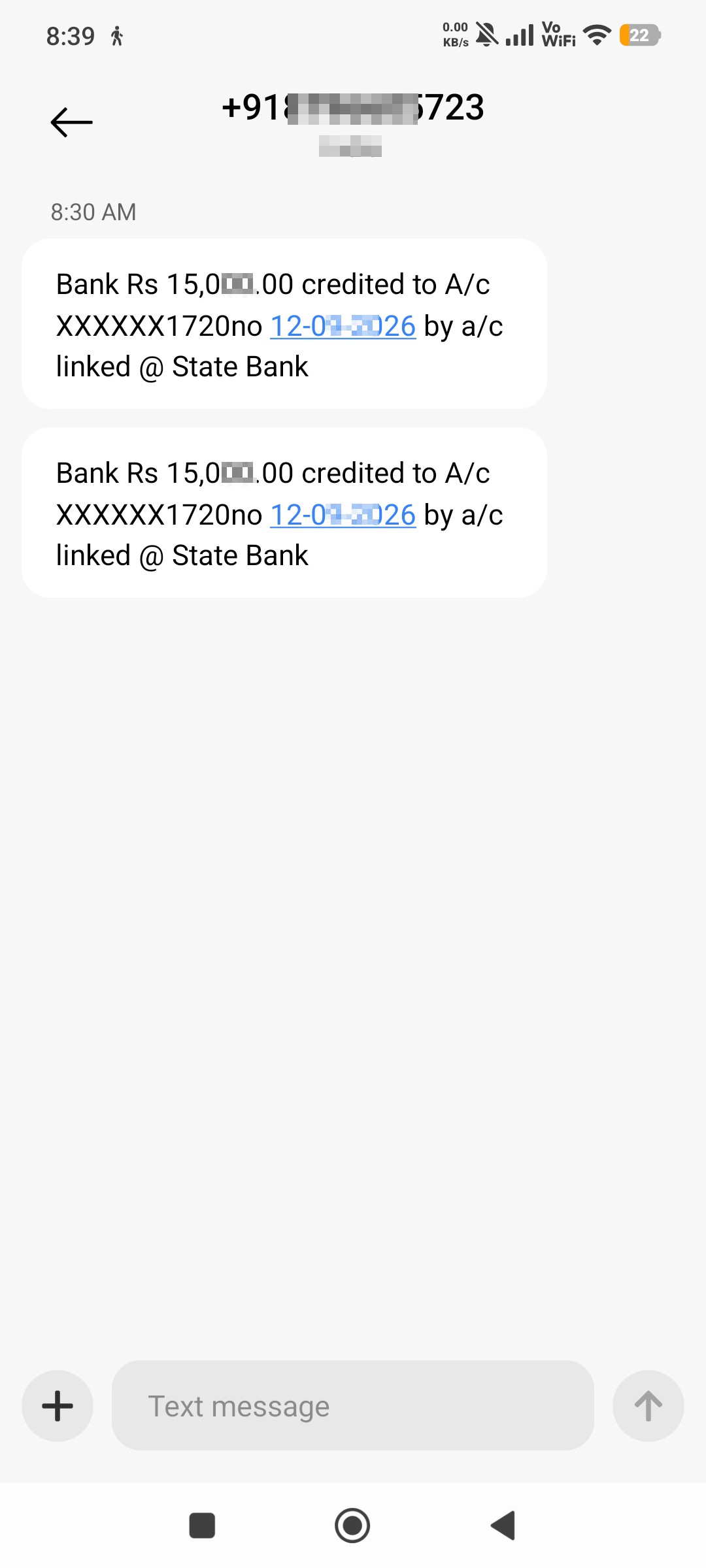 Bank Message Fraud [PHONE]