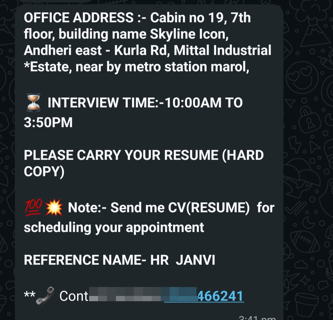 INTERVIEW SCAM