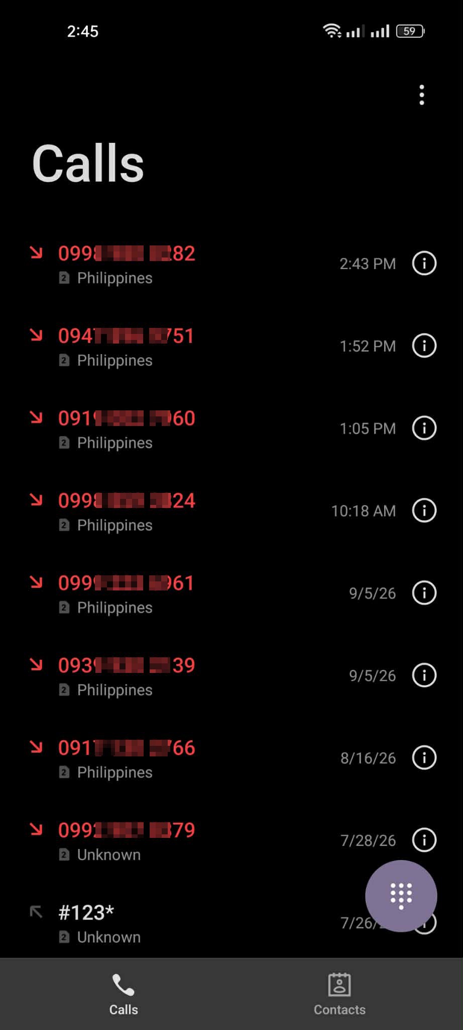 unknown numbers.