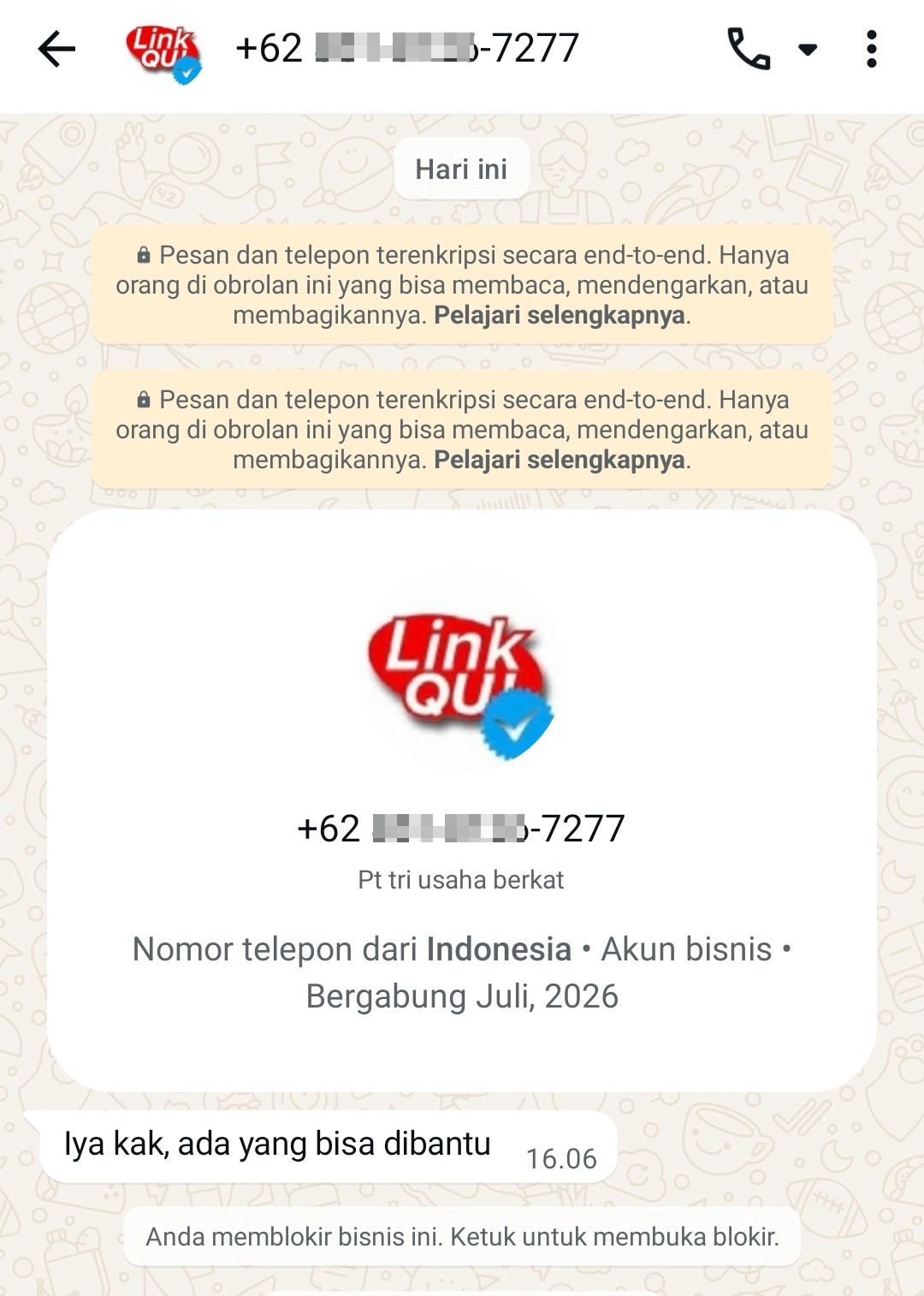 Fraud from PT Tri Berkat Utama