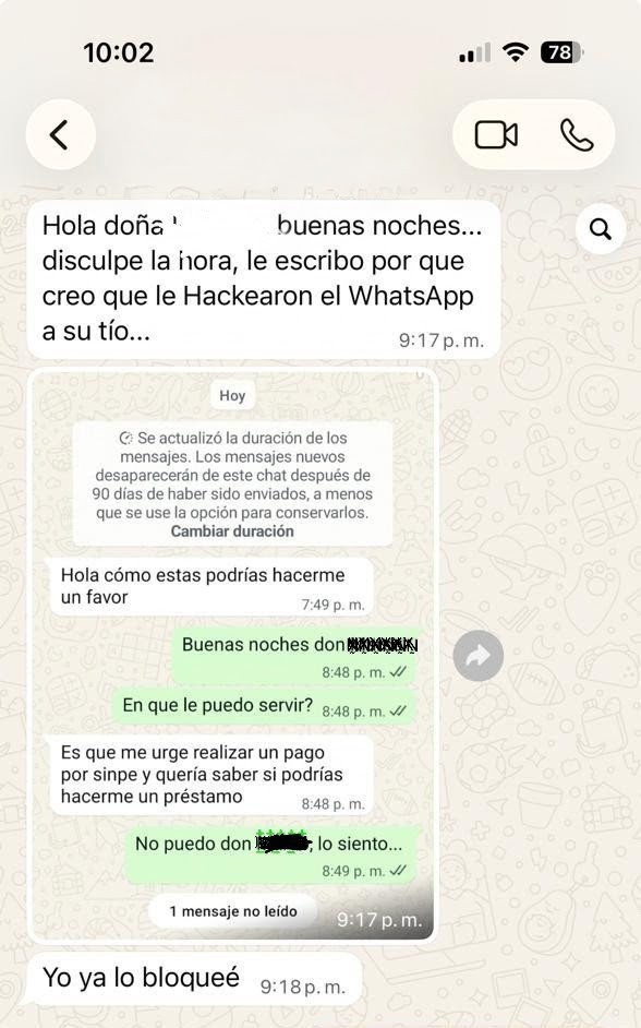 Whatsapp identity theft