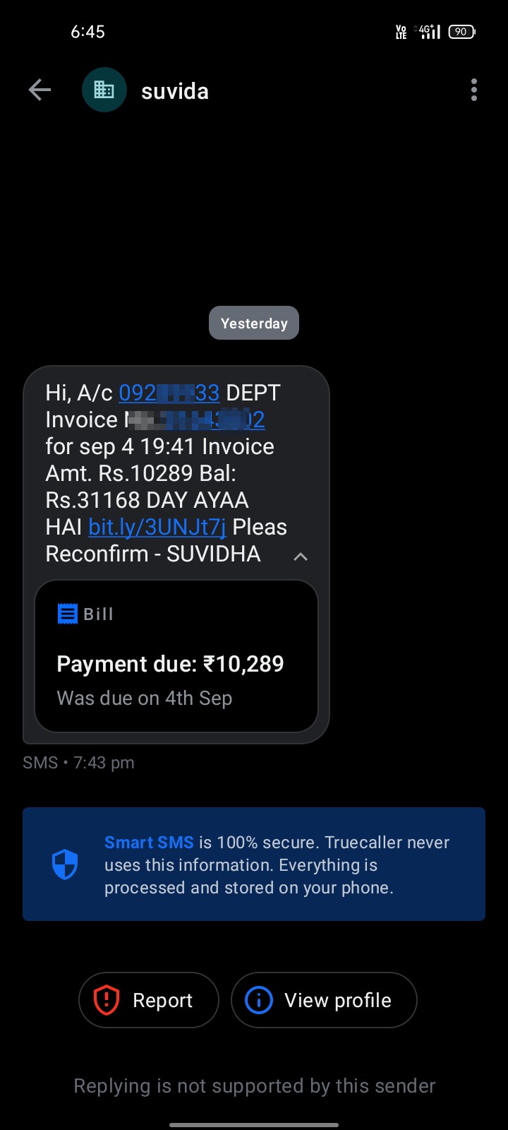 It's a fraud message asking for payment.