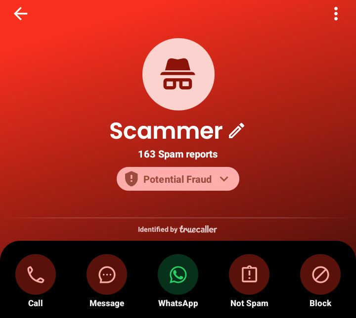 Scammer claiming to block your number for sharing contacts