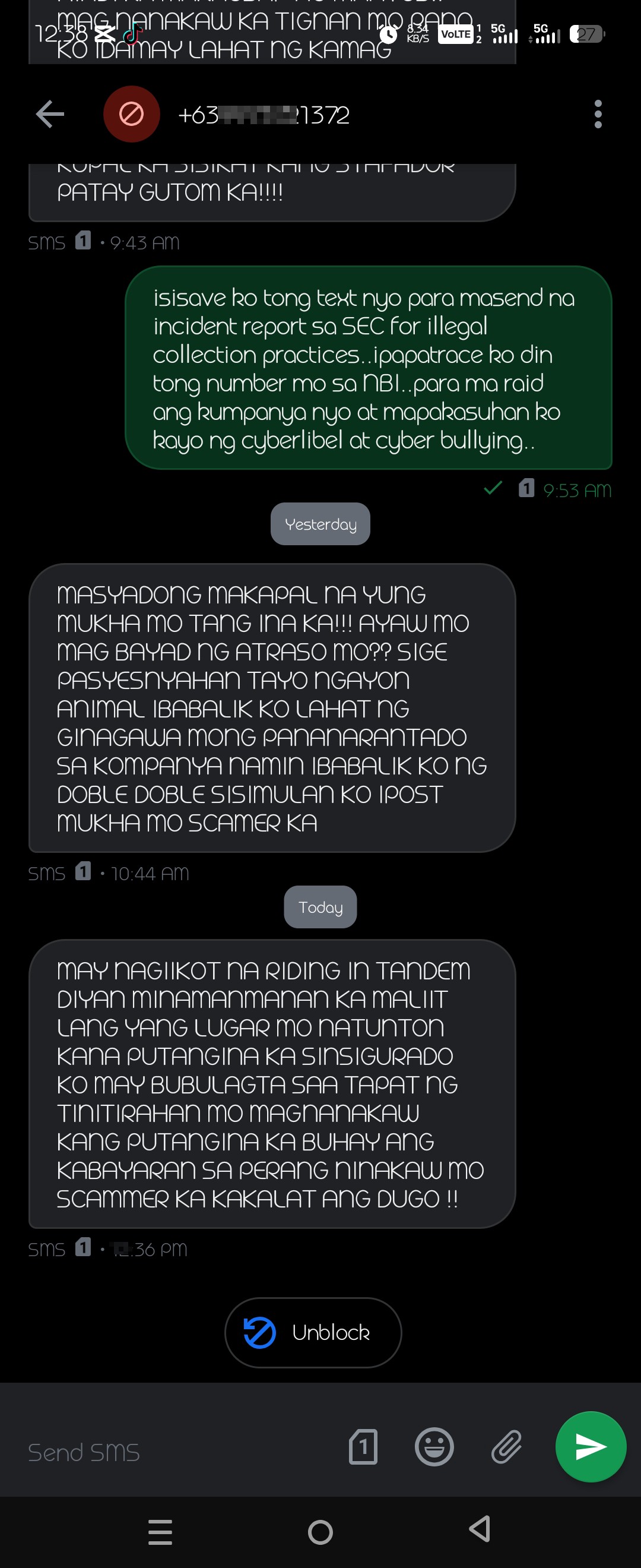sample of threat from OLA