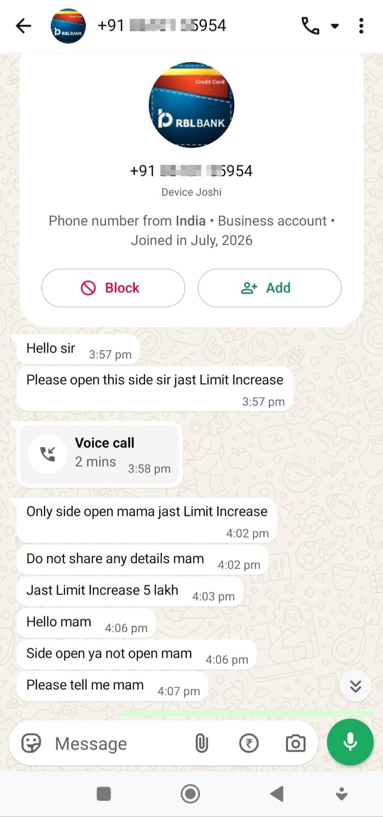 BBL CREDIT LIMITED HIGH SCAM