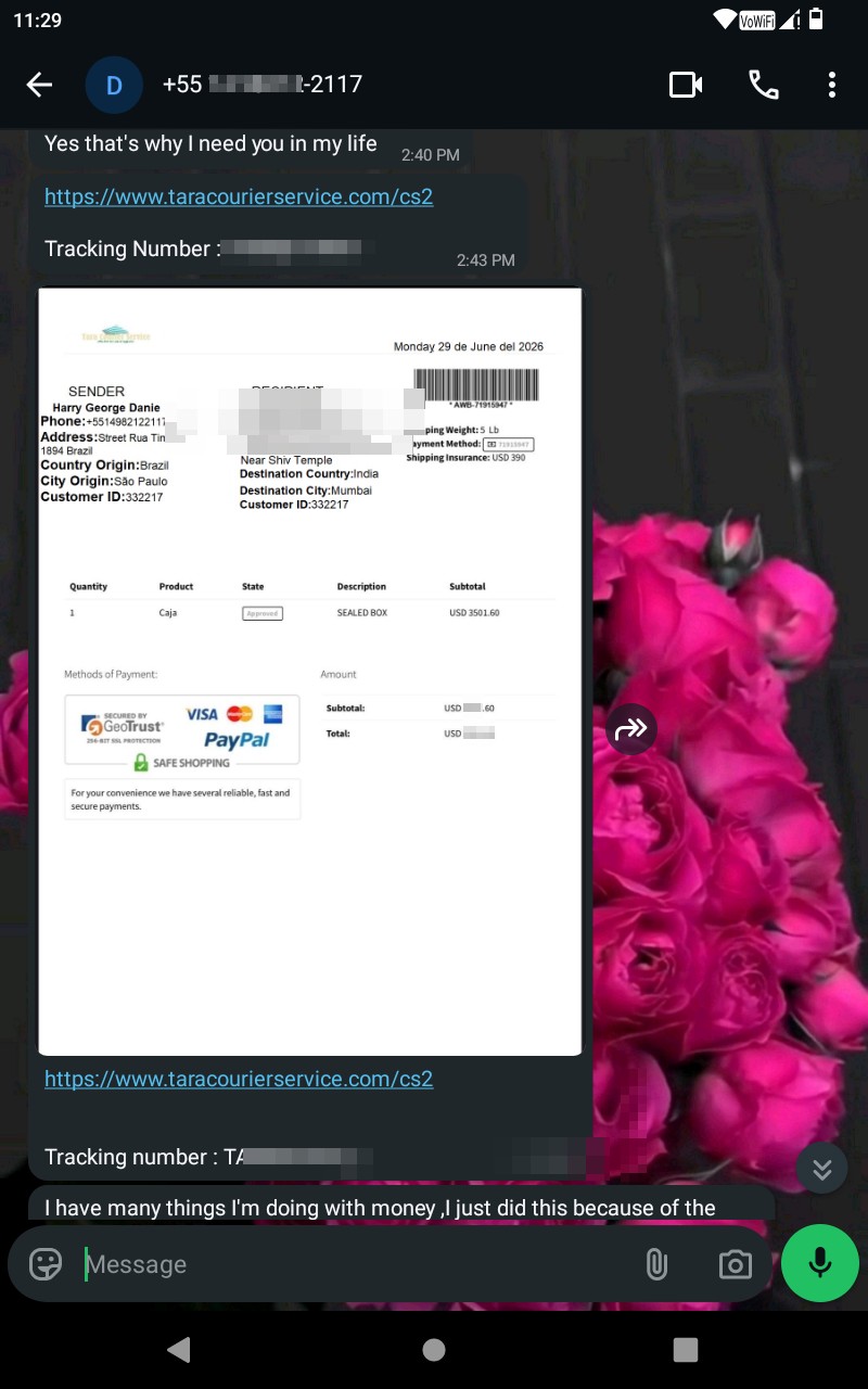 International courier service spam