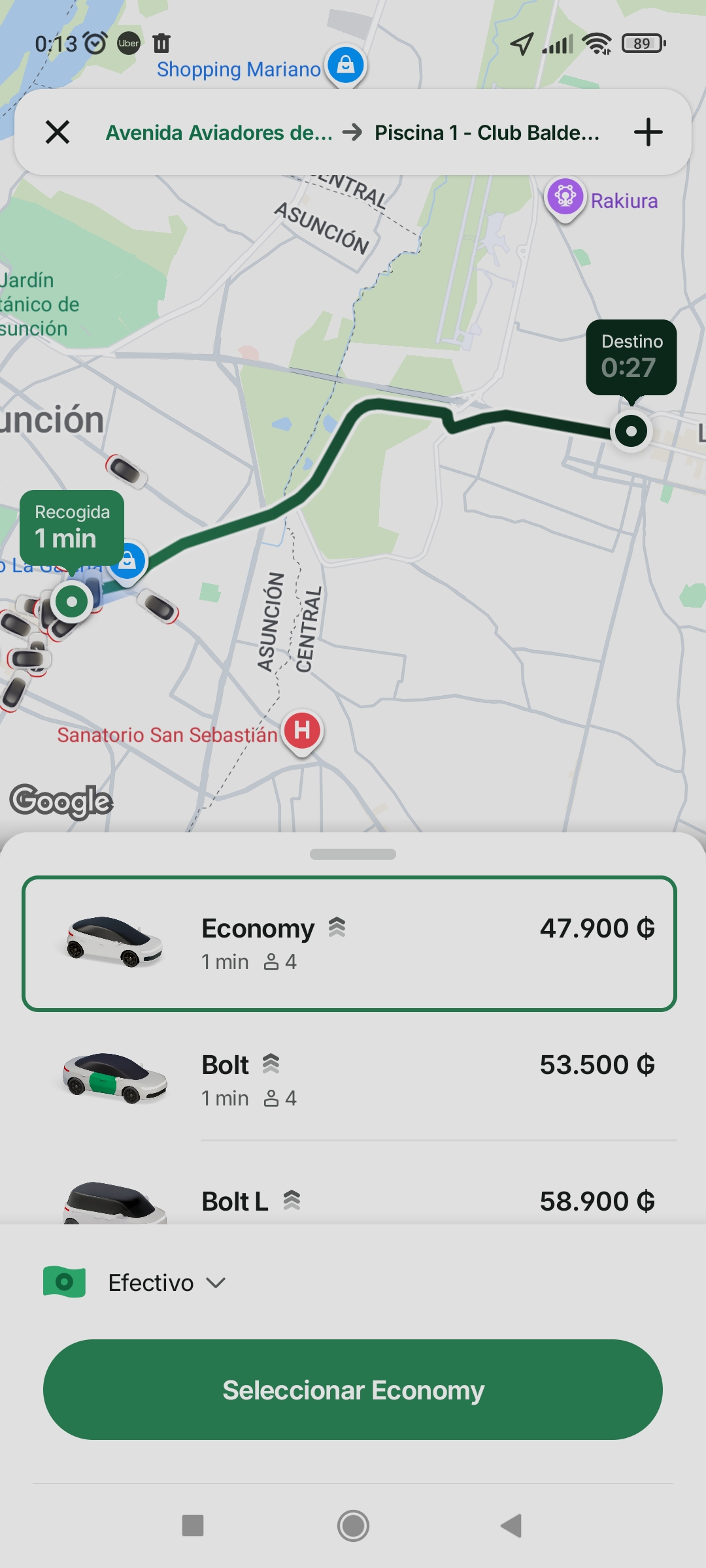 about price on Bolt and payment outside the app