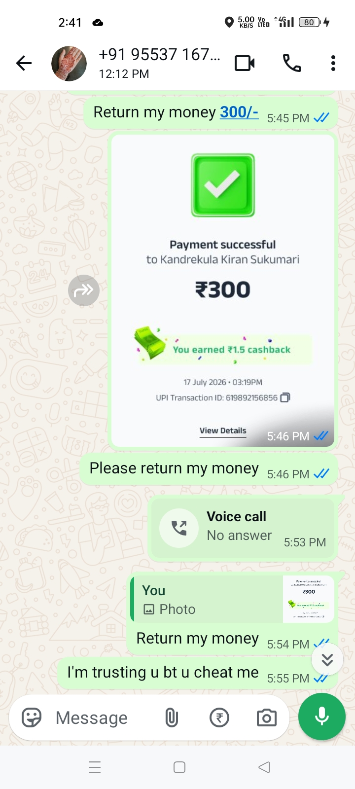Scammer - Hyderabad [PHONE]