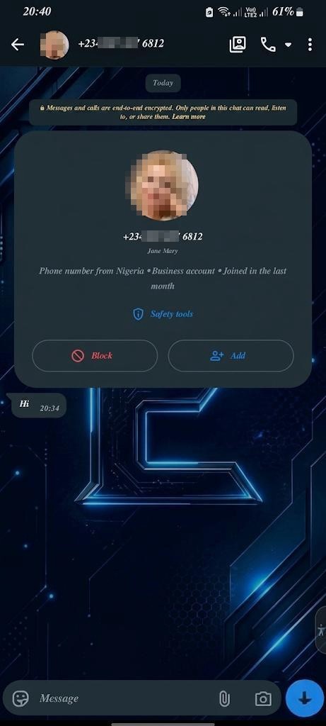 WhatsApp scam.