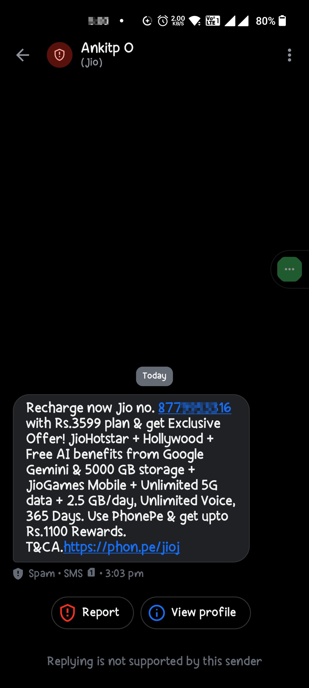 Jio recharge Fraud