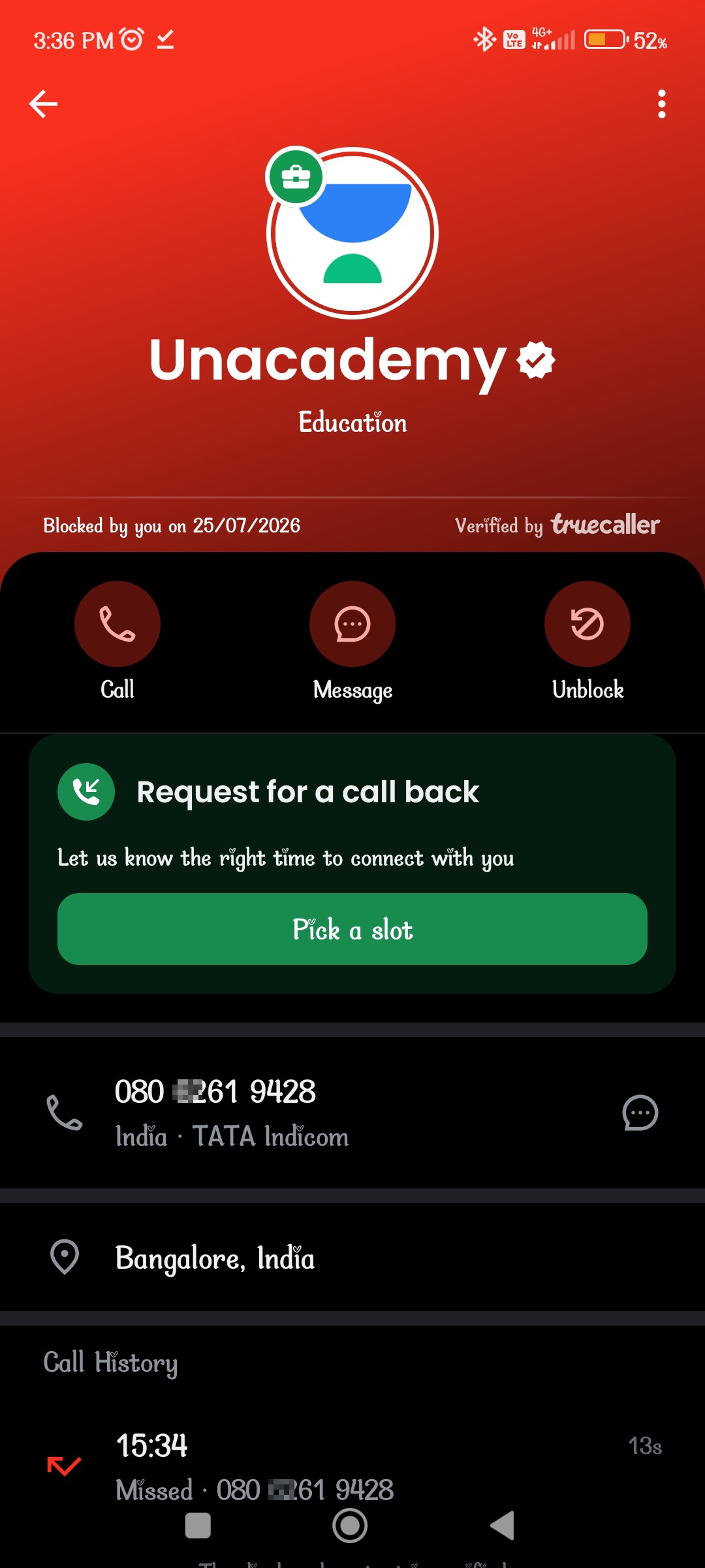 IRRITATING Fraud calls from education institute 