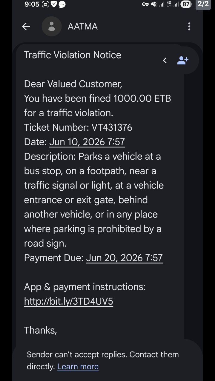 The scam I'm facing today They sent me a link saying you have a traffic ticket.
 - image 2