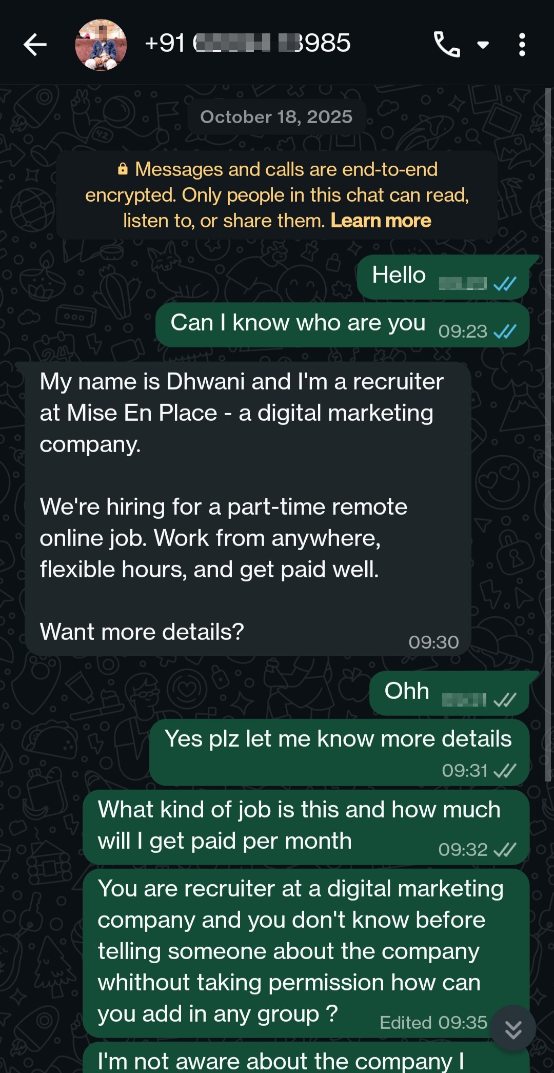 i got froud message about job
