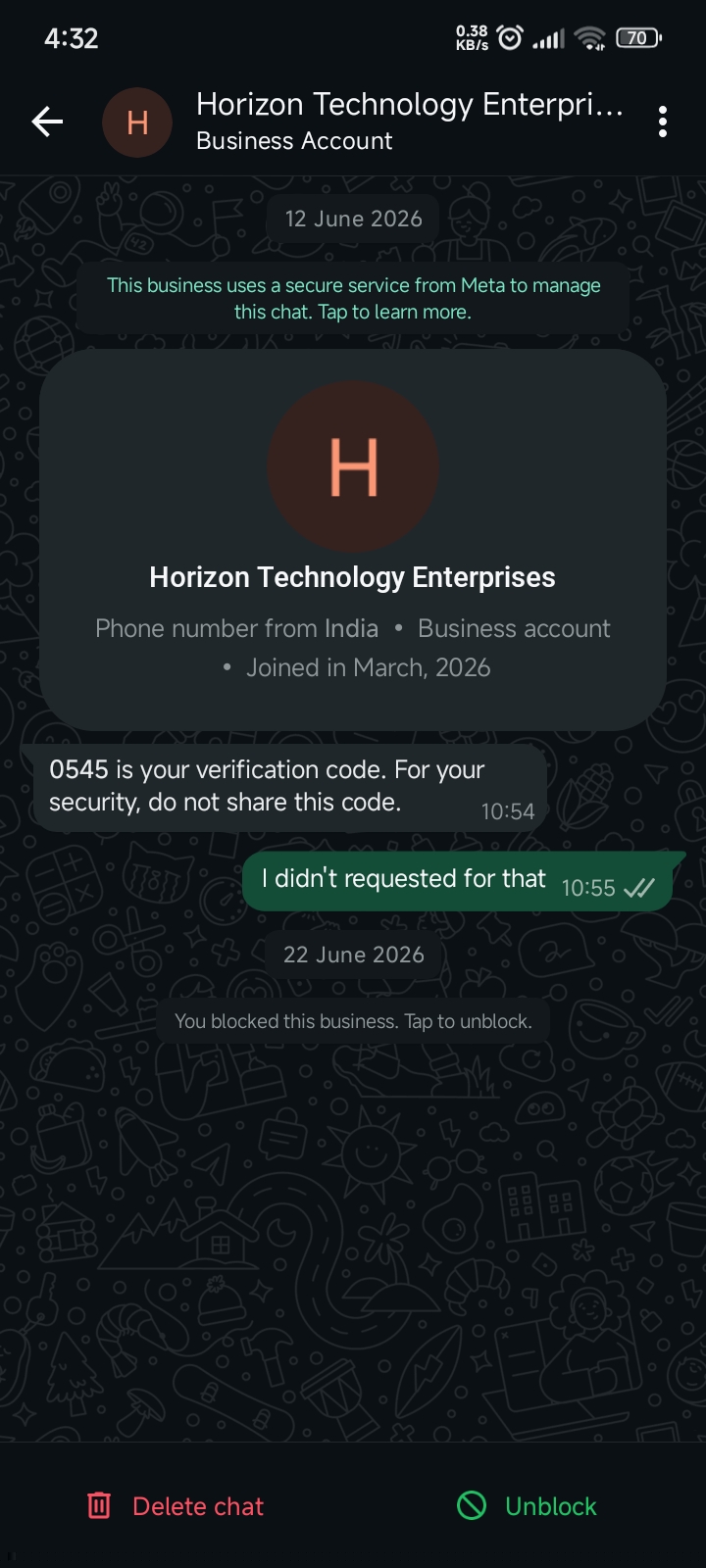 Code received without a request 