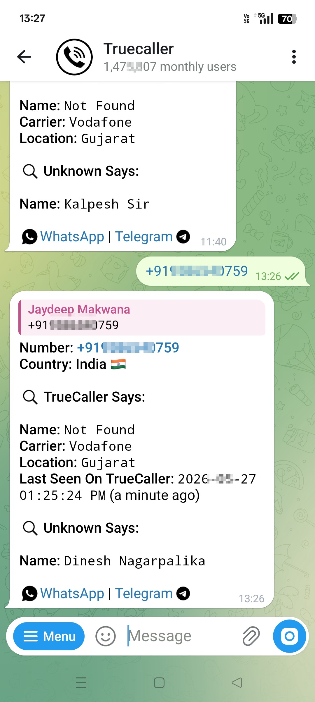 unotherised way calling 