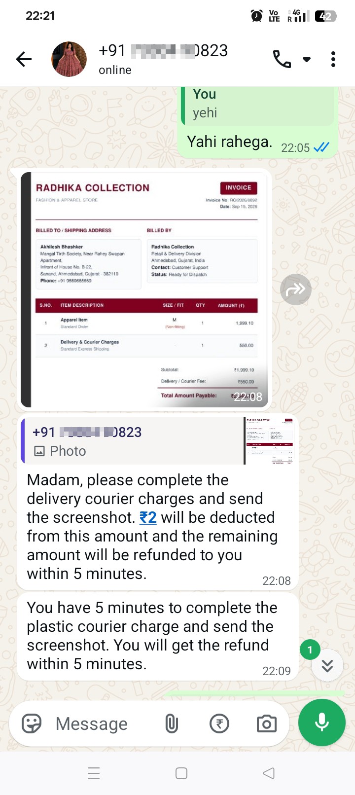 online clothes scam/Fraud.